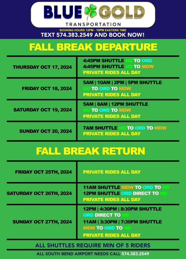 2024 Fall break schedule