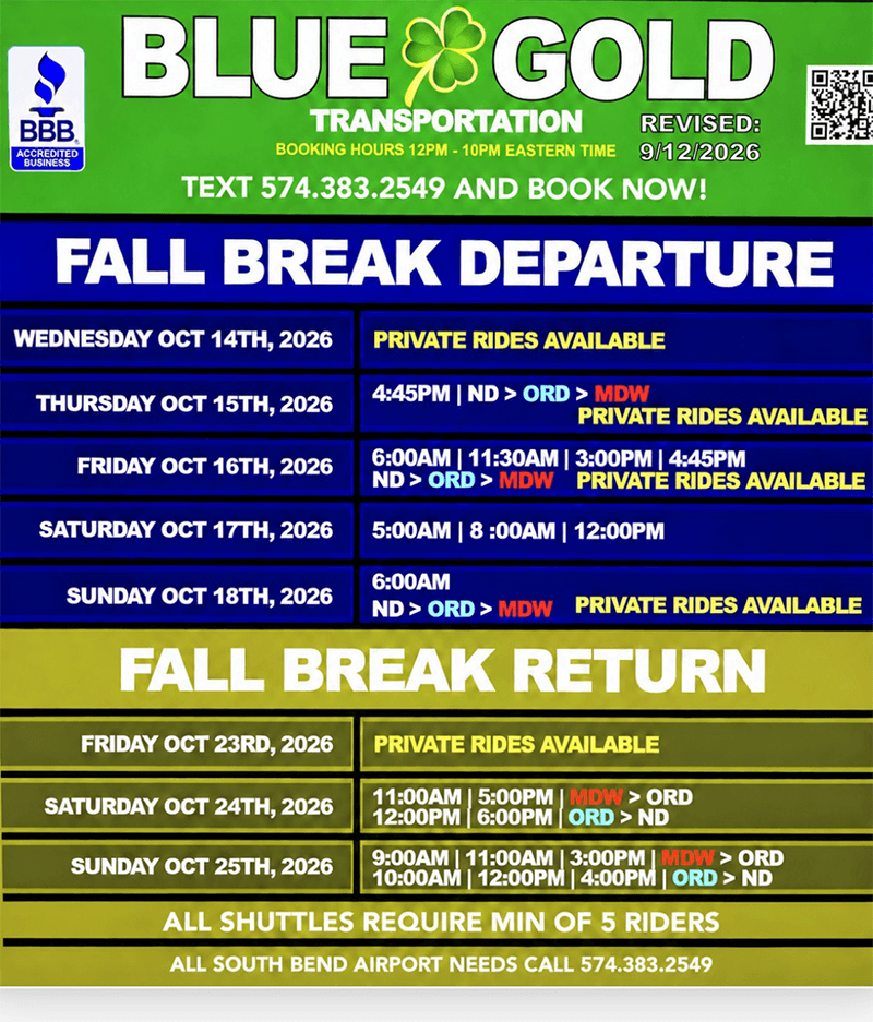 2026 fall break schedule