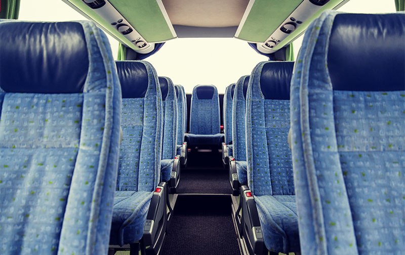 interior of bus seats
